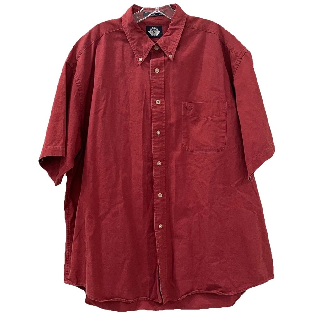 Dockers Levi's Men's Shirt XL Dusty Red Vintage 90s Short Sleeve Button Up Twill